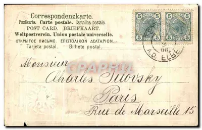 Stara pocztówka Timbres Autriche — Rewers