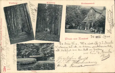 Waldweg, Kellinghusen — vista de floresta e casa — Vahle & Co. n° 1422