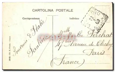 Valle Stiura - Cuneo - Ricovero del Colle della Maddalena - Alt. m. 1996 — Editor E. Brosio, n° 1415 — Verso