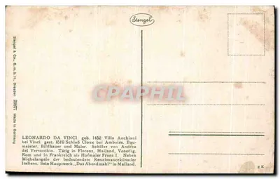 A Bella Ferronnière — retrato atribuído a Leonardo da Vinci — editor Stengel & Co. n° 28577 — Verso