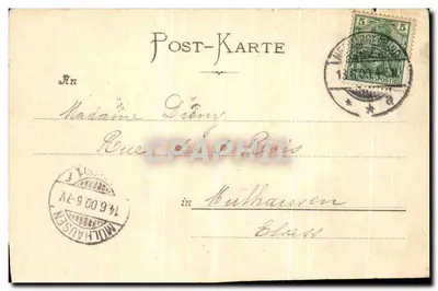 Bilhete postal antigo Kurhaus para Nergen e Gemutskranke Neckergemund — Verso