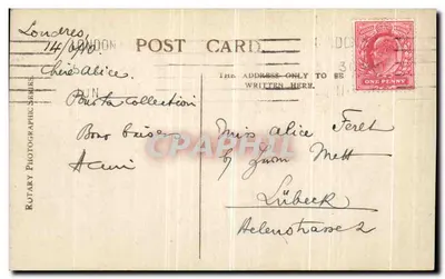 Funerais do Rei Edward VII — Procissão fúnebre com caixão em carreta de canhão — Rotary Photo, E.C. n° 9477 N — Verso