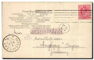 Londres — Greetings from London — Union Postale Universelle — Verso