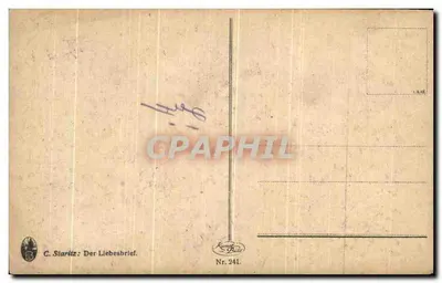 Femme lisant près d'une cheminée — scène intérieure — éditeur C. Staritz, n° 241 — Verso