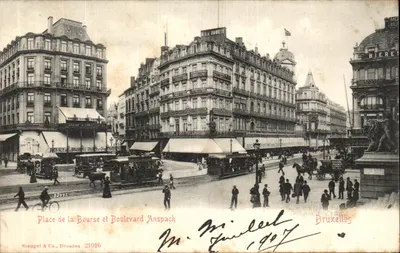 Place de la Bourse e Boulevard Anspach — Bruxelas — Stengel & Co. 21016