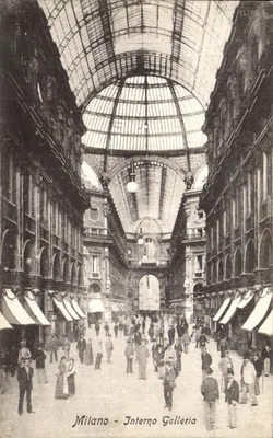 Milan - Interior of the Galleria Vittorio Emanuele II - Interior view of the Galleria Vittorio Emanuele II published by Garzini e Pezzini