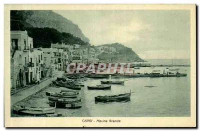 Capri - Marina Grande — vista do porto com barcos — editor Rugozino, Nápoles