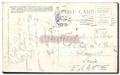 Hotel Traymore, Atlantic City, N.J. — vista panorâmica — editor Post Card Distributing Co. Philadelphie, n° de série 4-63318 — Verso