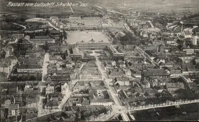 Rastatt — vista aérea de um balão dirigível — Verlag R. Oster
