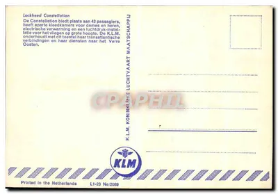 Lockheed Constellation — O Holandês Voador — KLM — Verso