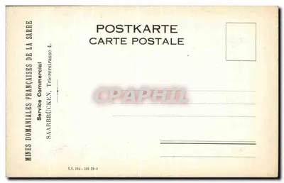 Pont à arches sur un fleuve — vue de Triererstrasse — éditeur MINEs DOMANIALES FRANÇAISES DE LA SARRE, SAARBRÜCKEN — Verso