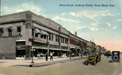 Main Street, olhando para o Norte, Great Bend, Kan. — Wagaman & Weekdays — carta postal