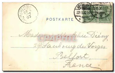 Heidelberg — widok z Molkenkur — wydawca: H. Herzog & Co. n° 810 — Rewers