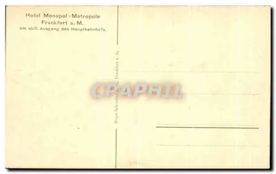 Hotel Monopol-Metropole — Frankfurt a.M. — wydawca Hugo Schnefeld — Rewers