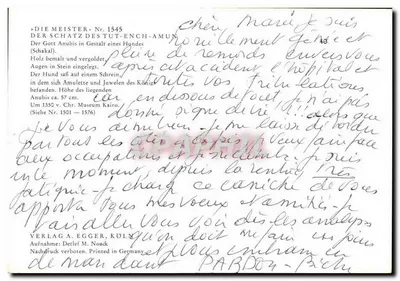 Statua di Anubis — editore VERLAG A. EGGER, KÖLN — n° 1545 — Verso