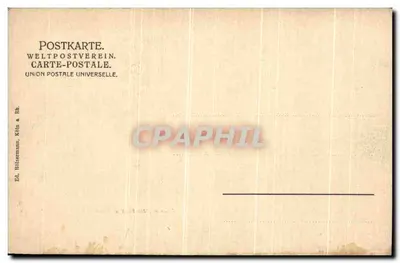 Caub com a Pfalz e a Ruína Gutenfels — Saudação do Reno — Ed. Hölzermann, Colônia & Reno — Verso