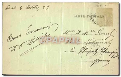 Pitoreski widok — Widok rzeki Yonne w przejeździe przez Sens — Herman i Morel, wydawcy — Rewers