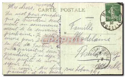 METZ - Montigny - Kościół — widok kościoła z wieżą z dachem — wydawca Philippe G. Fauconnet, nr 4110 — Rewers