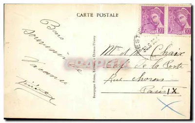 Bilhete postal antigo Dormans Capela da Reconhecimento Acesso à Cripta e à capela superior — Verso