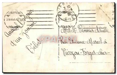 Bilhete postal antigo Mourmelon Tanques de Ataque Militaria — Verso