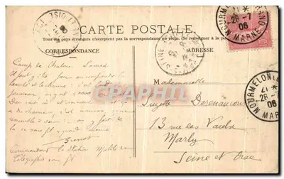 Mourmelon-le-Grand i Kwatera Châlons — Widok z balonu — Wydawnictwo Militarne Guérin, Mourmelon — Rewers