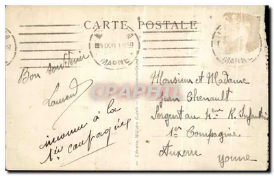 Bilhete postal antigo Mourmelon Le Grand Campo do Novo Campo de Divisão Refeitório e pavilhões de tropa Militaria — Verso