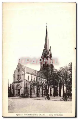 Bilhete postal antigo Mourmelon Le Grand Igreja do Campo de Chalons
