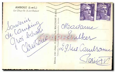 Amboise — Kaplica Świętego Huberta — Wydawnictwo 'Art' Jean Foch — Rewers