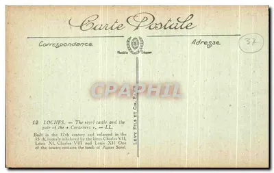 Loches — O Castelo Real e a Porta dos Cordeliers — LL. Editora: Levy Fils & Cie, Paris. — Verso
