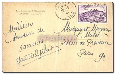 Bilhete postal antigo Les Cevennes Pittoresques Anduze Vista Geral — Verso