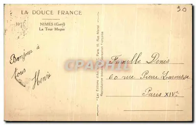 La Tour Magne — Nîmes (Gard) — Éditions d'Art Avon — Rewers