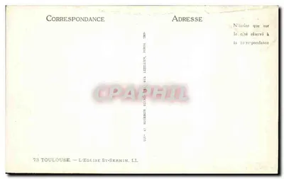 Toulouse — De Kerk van Sint-Sernin — Uitgever: Hub Letellier, Parijs — Achterkant
