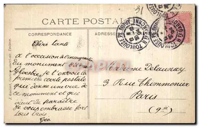 Toulouse — Pomnik Armanda Silvestre — Théodore Rivière sc. — Rewers