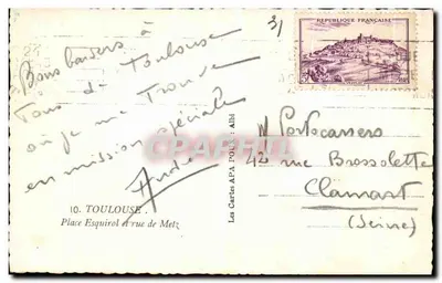 Praça Esquirol em Toulouse — visão animada com trem — editada por APA — Verso