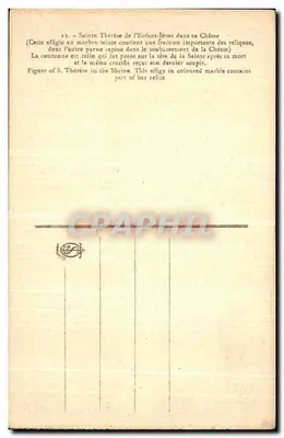 Sainte Thérèse de l'Enfant-Jésus — effigie en marbre dans sa châsse — éditeur : 'C. L. B.' (imprimé en bas à droite du recto) — Verso