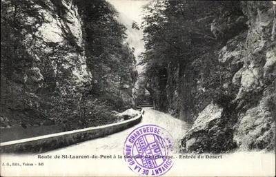Estrada de St-Laurent-du-Pont para a Grande Chartreuse — Entrada do Deserto — J. G., Editora, Voiron - 345