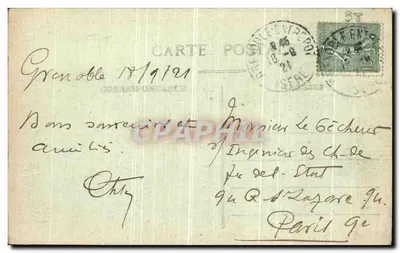 Grenoble — Pont de l'Hôpital e a Cadeia dos Alpes — Editor desconhecido, n° 09 — Verso