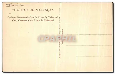 Kostiumy dworskie Princesa Talleyrand — Zamek Valençay — Wydawnictwo Art YVON — Rewers