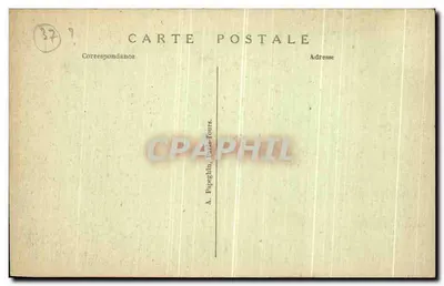 Castello di L'Audronnière (Lato Sud) — vista del castello con tre uomini — editore A. Papeghin, Parigi-Tours — Verso