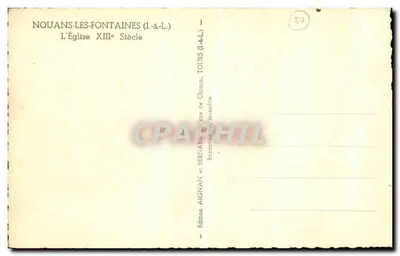 Nouans-les-Fontaines — La Iglesia del siglo XIII — Edición AIGNAN y BERNAN, Chinon — Reverso