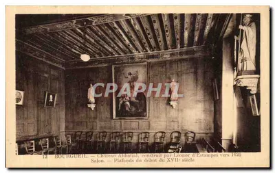 Bourgueil — Castelo Abbatial, Salão — Teto do início do século XVII, construído por Léonor d'Estampes em torno de 1626