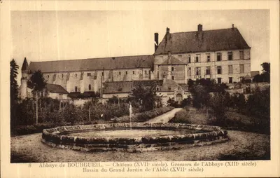 Abadia de Bourgueil — Castelo (século XVII), Silos da Abadia (século XIII), Piscina do Jardim Principal (século XVII)