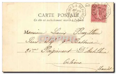 Bilhete postal antigo Neuilly en Thelle Estação — Verso