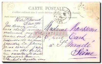 Cartolina d'epoca Castello di Saint Amand di Machemont — Verso