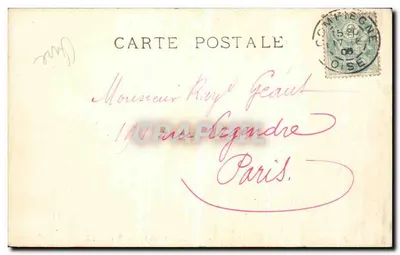 Pierretondy — Vista do castelo e da igreja — Carta postal — Verso