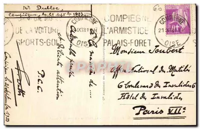 Compiègne - Zamek - Sala Radzi - Stara pocztówka nr 72, wydawca ARA — Rewers