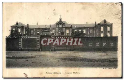 Bilhete postal antigo Armentières Hospice Mahieu