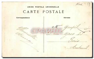 Bilhete postal antigo Jenlain A Gruta de Nossa Senhora de Lourdes — Verso