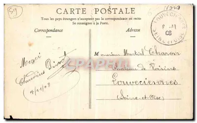 Bilhete postal antigo Tourcoing As Autoridades Esperam o Presidente da República — Verso