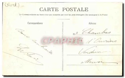 Pont-de-Sains — Antigo Templo de Talleyrand — J. Roëns, editor, Fourmies — Verso